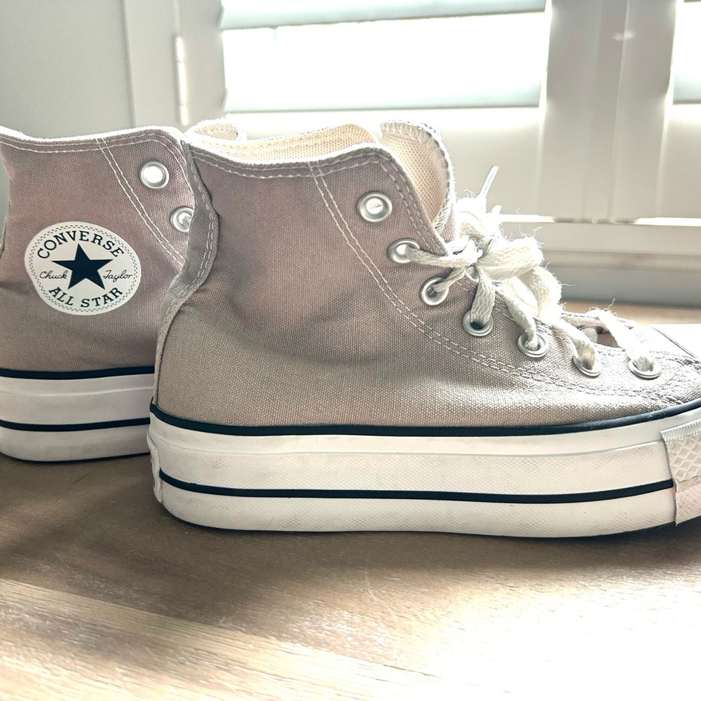 Converse High Top Canvas Sneakers - Beige & White6.5